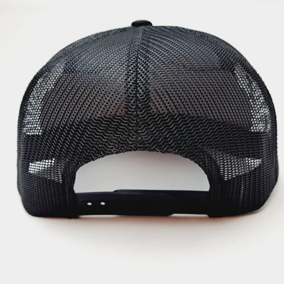 Yupoong Toyota Trucks Embroidered Patch Flat Bill Trucker Mesh Snapback Cap Blk - Picture 4 of 4